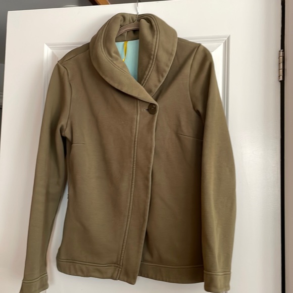 Lole sweatshirt in olive green with turquoise inside.  Size small. - Picture 1 of 1